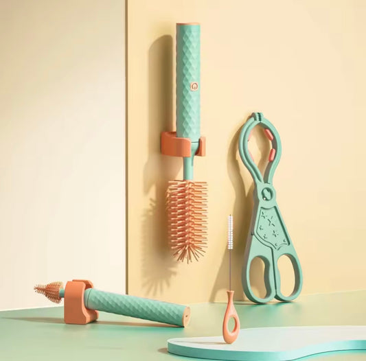 Electric Bottle Brush Silicone Pacifier Brush 360 Degree Rotating Baby Pacifier Brush Cleaning Brush Set