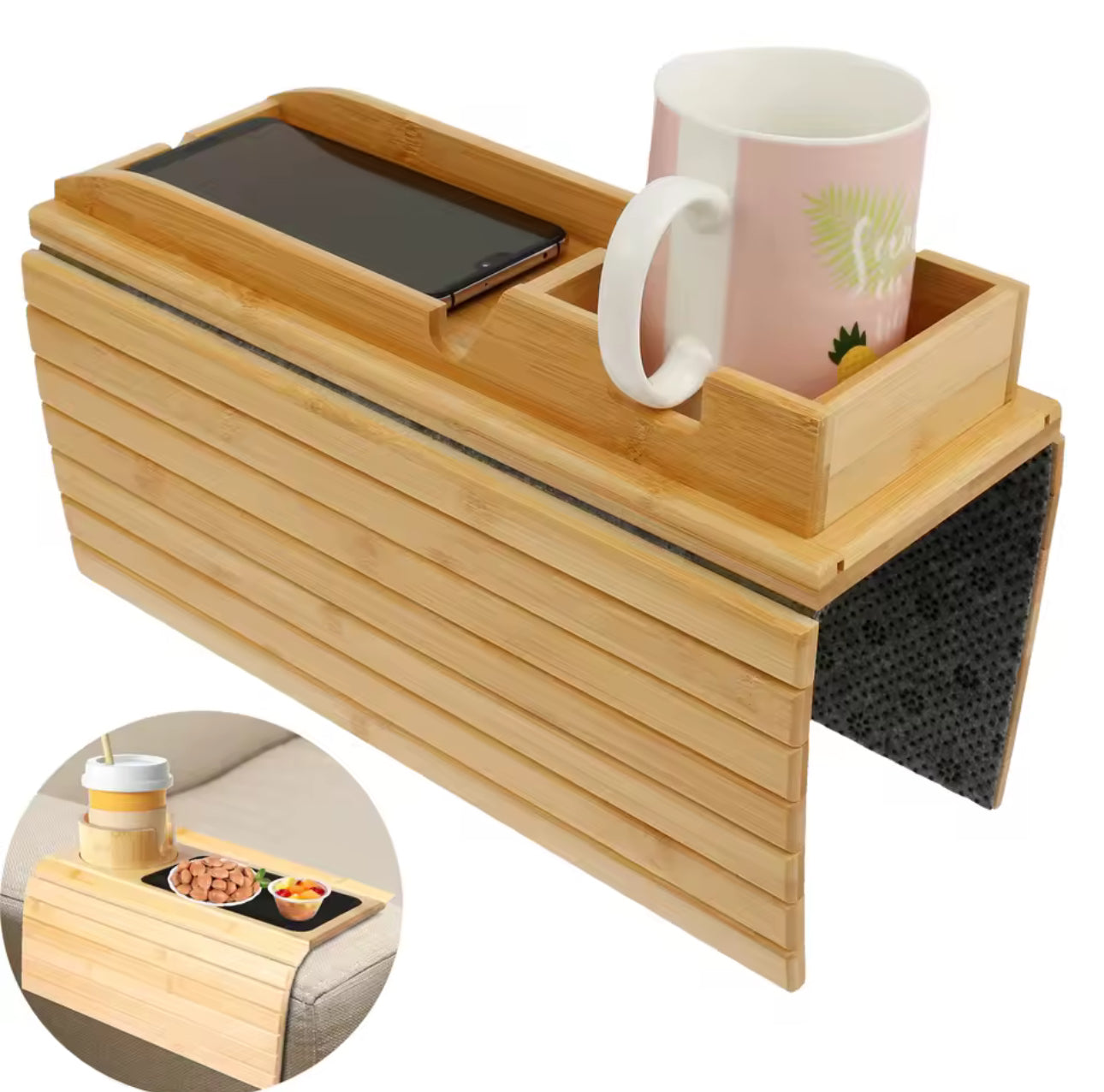 Bamboo couch cup holder