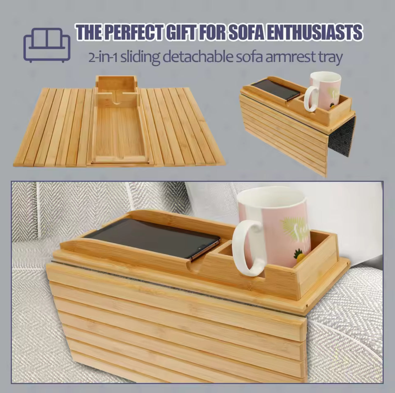 Bamboo couch cup holder