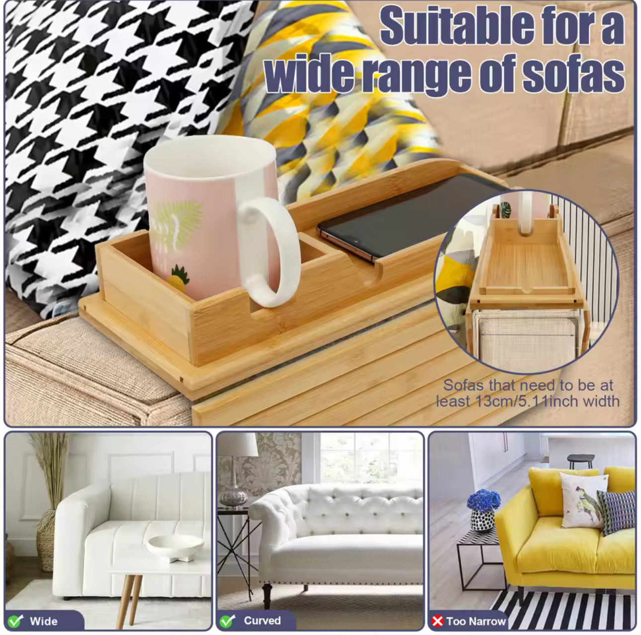 Bamboo couch cup holder