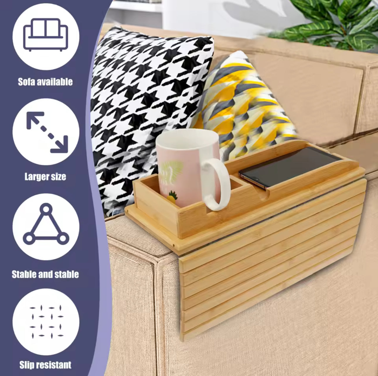 Bamboo couch cup holder